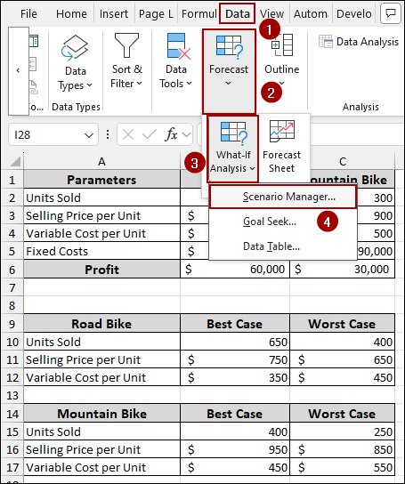 Steps to Create a Scenario Pivot Table Report in Excel