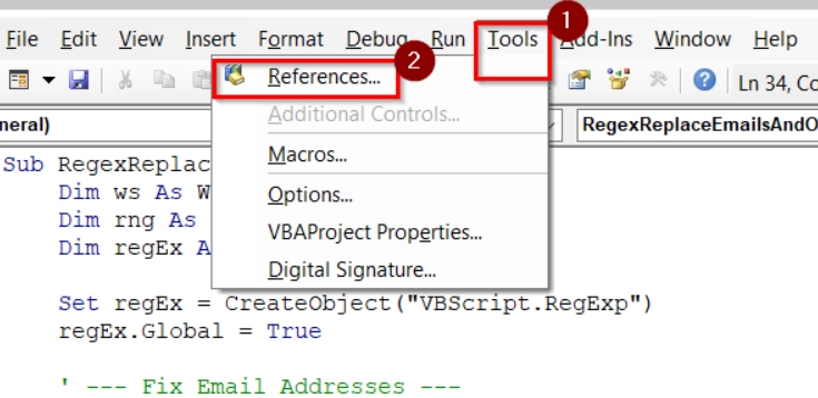 Applying Custom VBA to Find and Replace Data with RegEx in Excel