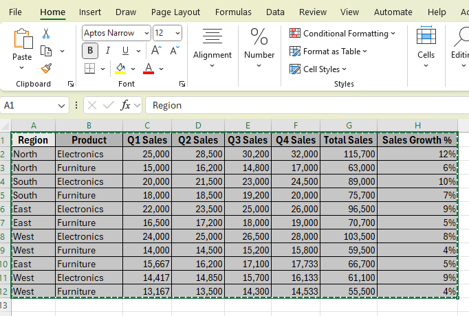 Copy and Paste to Put a Large Excel Table into Word