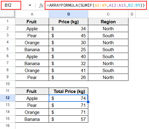 Combining ARRAYFORMULA with Criteria-Based Functions
