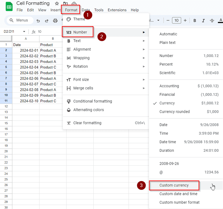 How to Format Cells in Google Sheets