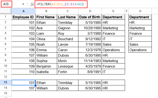 Alternative to Filtering Data in Google Sheets