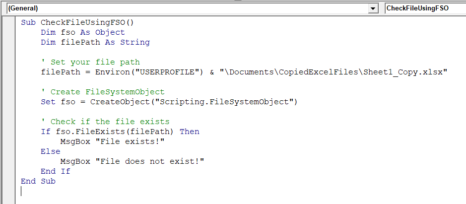 Check If a File Exists Using the FileSystemObject Command