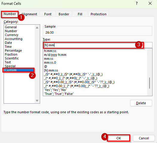 Add Time in Excel Over 24 Hours Using Formula and Custom Format