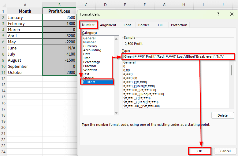Add Text Labels with Custom Number Format