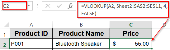 Use VLOOKUP Function to Fetch Data From Another Sheet