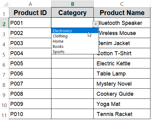 Steps to Copy Data Validation in Excel