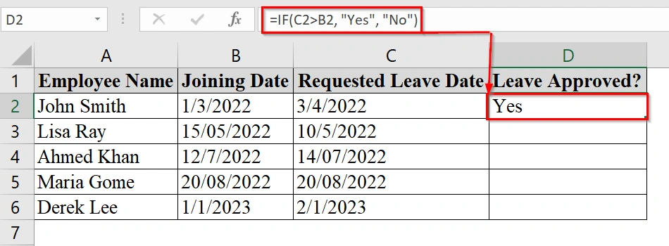 Using IF Function to Check if One Date is Greater than Another in Excel