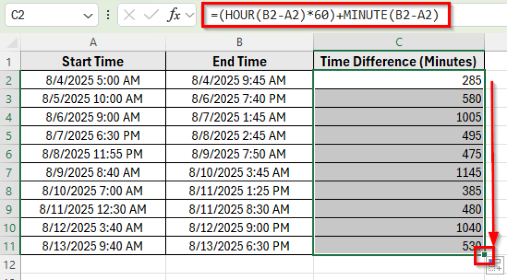 How to Calculate Time Difference in Minutes in Excel - Excel Insider