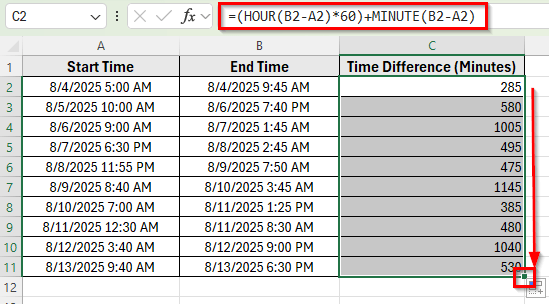 Combining HOUR and MINUTE Functions