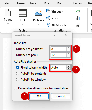 Put a Large Excel Table into a Pre-Made Table in Word