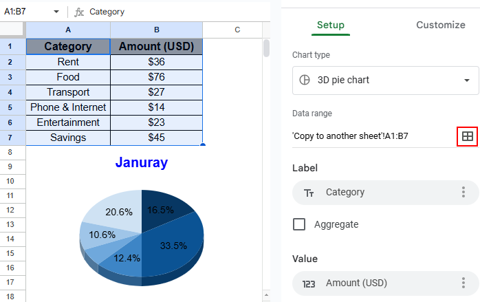 Copy a Chart from One Sheet to Another Sheet