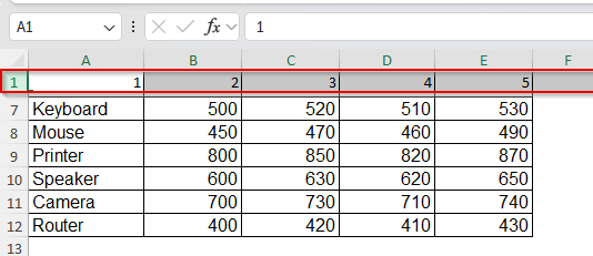 Add a Helper Row to Show Column Numbers Visually