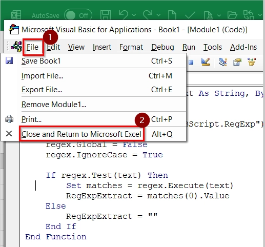 Using Custom VBA to Extract Data with Regex in Excel