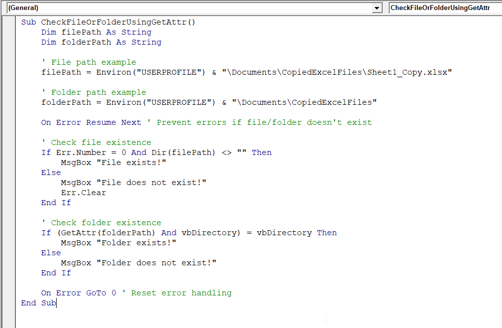 Using the GetAttr Command to Check Both File/Folder Existence