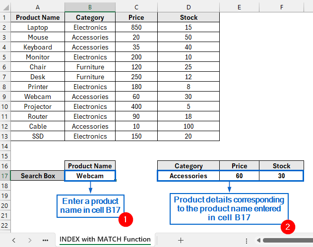 Use INDEX with MATCH for Individual Results