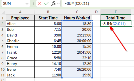 Sum Multiple Time Values Over 24 Hours