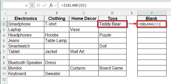 Find Blank Cells Using Formulas (ISBLANK/COUNTBLANK)