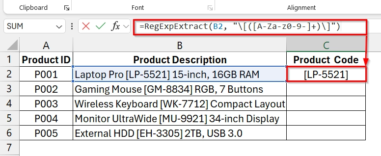 Using Custom VBA to Extract Data with Regex in Excel