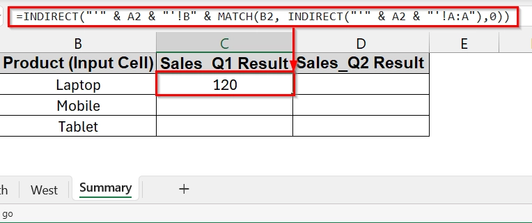 Using INDIRECT Function to Pull Data by Reference Cell in Another Sheet Based on Cell Value