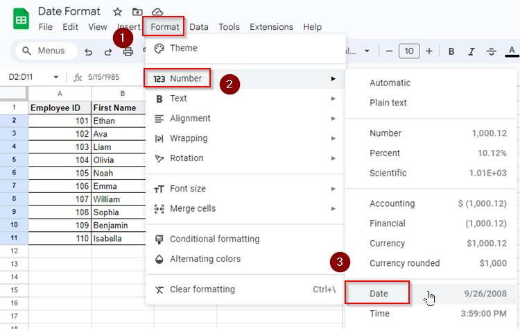 How to Change Date Format in Google Sheets?