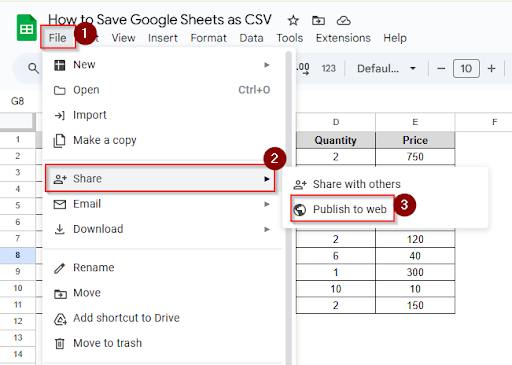 Publish to the Web as CSV