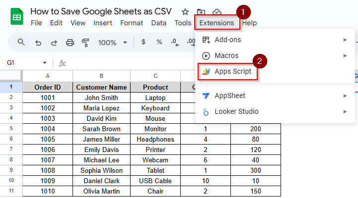 Export as CSV Using Google Apps Script