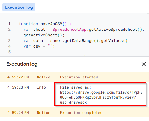 Export as CSV Using Google Apps Script