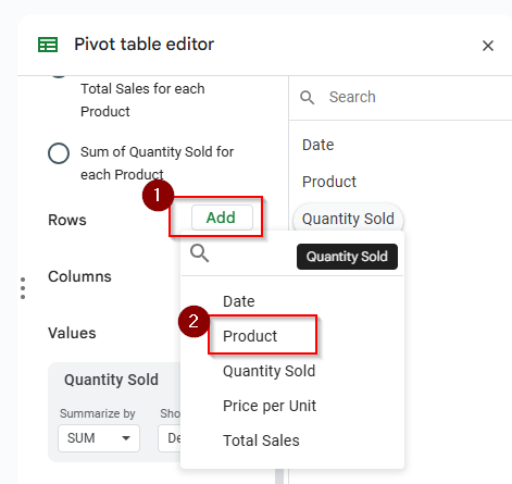 Using Pivot Table