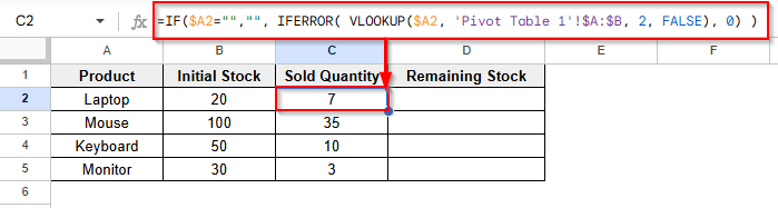 Using Pivot Table