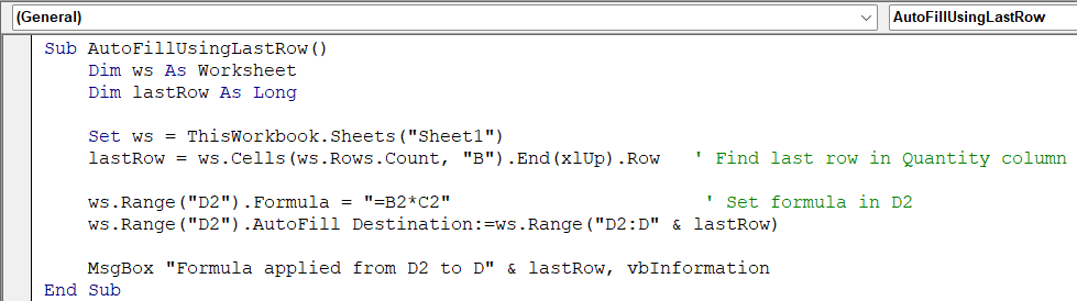 Solution 2: Define Destination Range Dynamically Based on Last Row