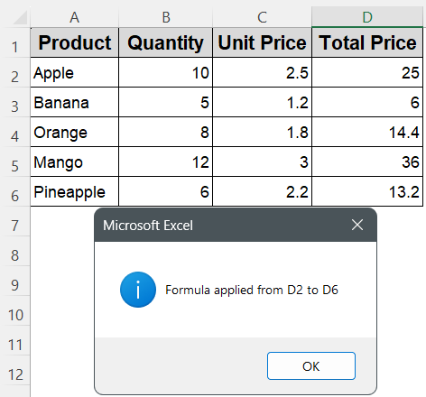 Solution 2: Define Destination Range Dynamically Based on Last Row