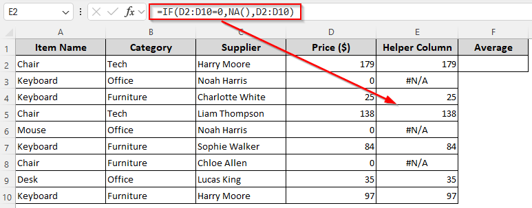 Avoid Zeros in Average Applying the IF and AGGREGATE Functions