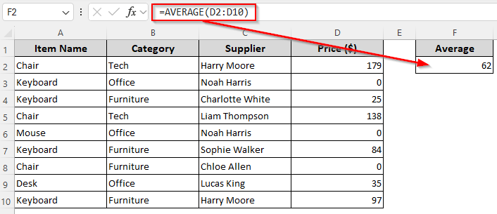 Using the AVERAGEIF/AVERAGEIFS Function to Calculate Average Excluding Zeros