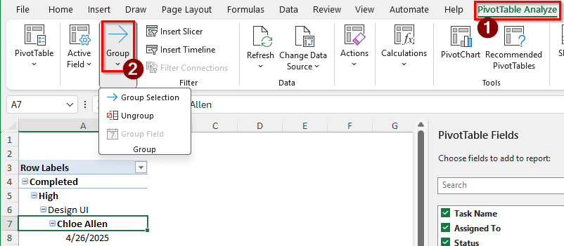 Visualization of the Dates Grouping Issues in Excel Pivot Table