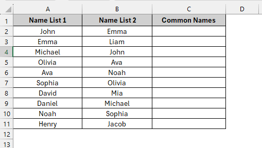Combine IF & COUNTIF Functions to Return Common Values