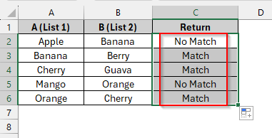Identifying Matches and Differences Between Two Columns