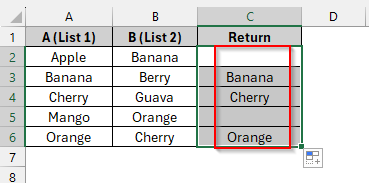 Returning Common Values