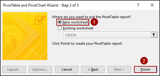 Using PivotTable and PivotChart Wizard Feature