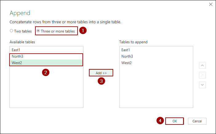 Applying Append Queries Feature from Power Query