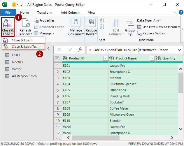 Using Blank Query in Power Query Editor