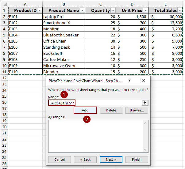 Using PivotTable and PivotChart Wizard Feature