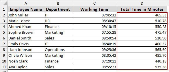 Multiplying Total Time by 1440 to Get Minutes with Decimal Values