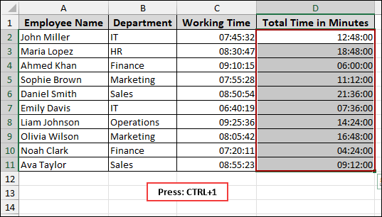 Multiplying Total Time by 1440 to Get Minutes with Decimal Values