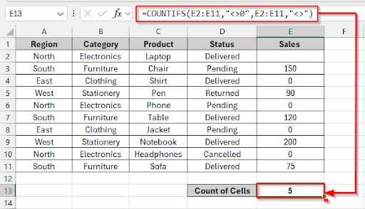 Counting Without Blank Cells