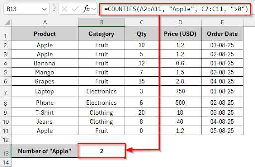Using COUNTIFS (AND logic)