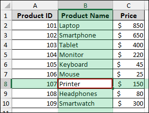 Finding Doesn’t Work in Multiple Cell Selection