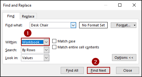 Searching Limited to Wrong Scope (Sheet vs Workbook)