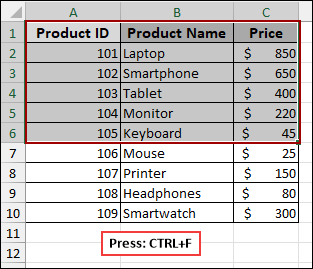 Finding Doesn’t Work in Multiple Cell Selection