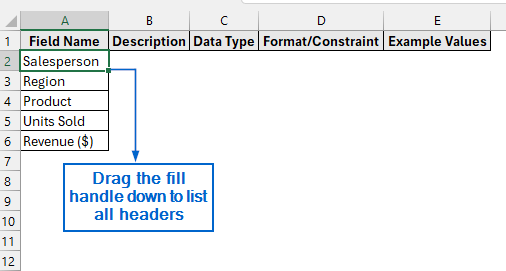 Step-by-Step Guide for Creating a Data Dictionary in Excel 